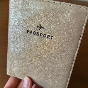 Fossil Leather Passport Holder - Gold Sparkle